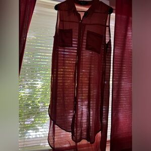 Long light button up tank